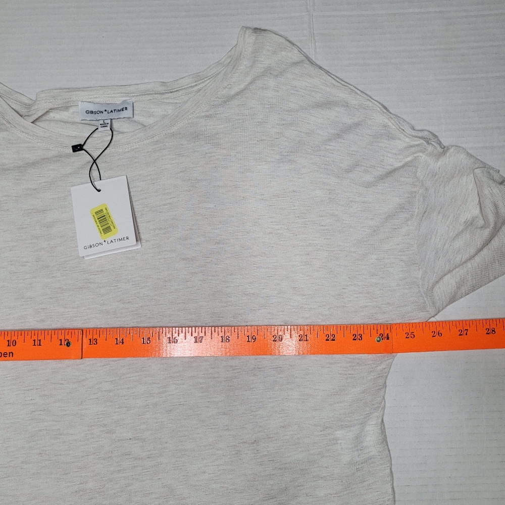Gibson Latimer Top Women's Oatmeal Size Large Long Sleeve Casual Curved Hem - Picture 5 of 12